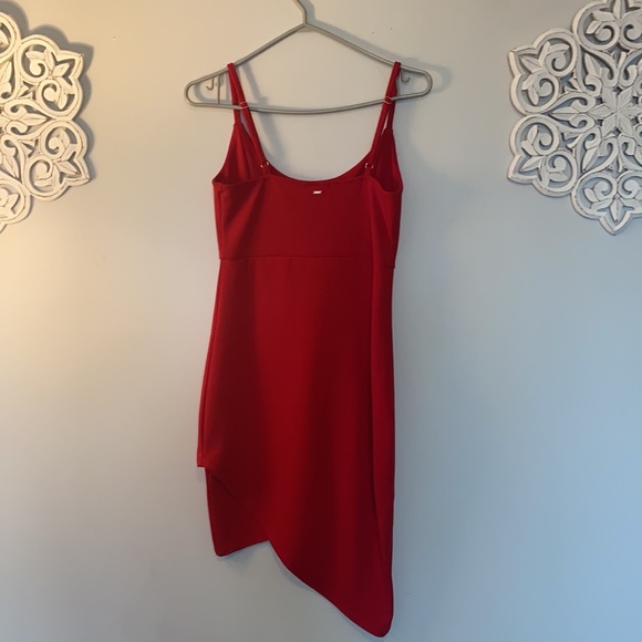 Red short dress, shorter on one side. - Picture 2 of 3